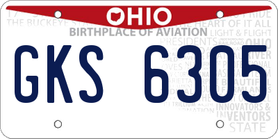 OH license plate GKS6305