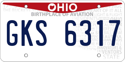 OH license plate GKS6317
