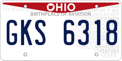 OH license plate GKS6318