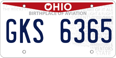 OH license plate GKS6365