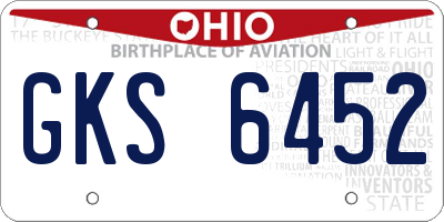 OH license plate GKS6452