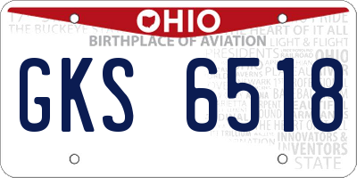 OH license plate GKS6518