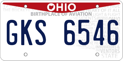 OH license plate GKS6546