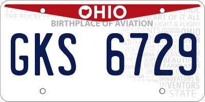 OH license plate GKS6729