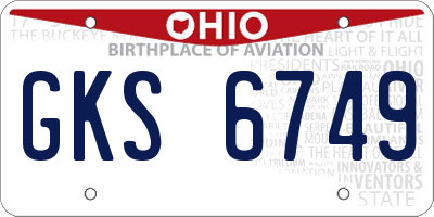 OH license plate GKS6749