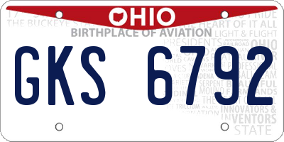 OH license plate GKS6792