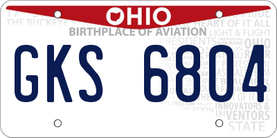 OH license plate GKS6804
