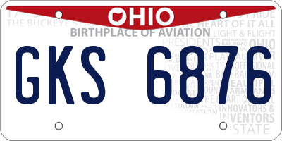 OH license plate GKS6876