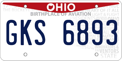 OH license plate GKS6893