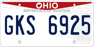 OH license plate GKS6925