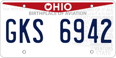 OH license plate GKS6942