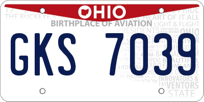 OH license plate GKS7039