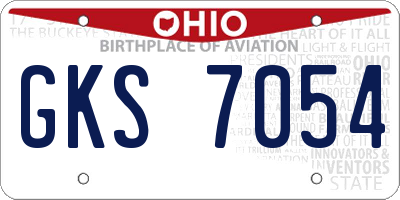 OH license plate GKS7054