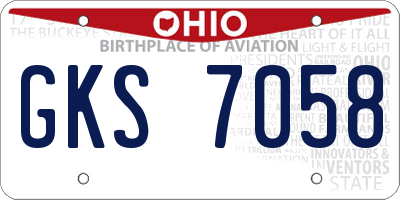 OH license plate GKS7058