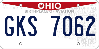 OH license plate GKS7062