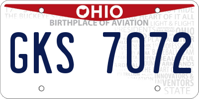 OH license plate GKS7072