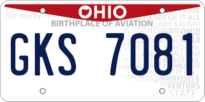 OH license plate GKS7081