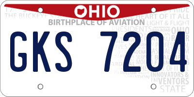 OH license plate GKS7204