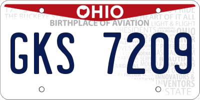 OH license plate GKS7209