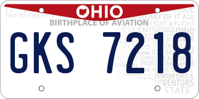 OH license plate GKS7218