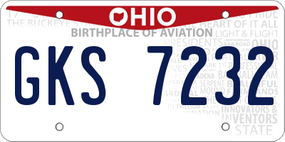 OH license plate GKS7232
