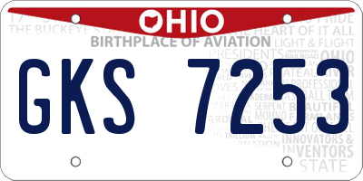 OH license plate GKS7253