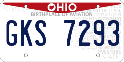 OH license plate GKS7293
