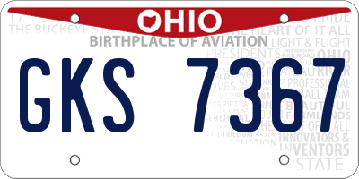 OH license plate GKS7367