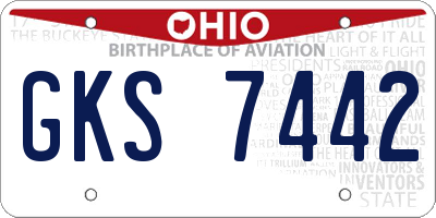 OH license plate GKS7442