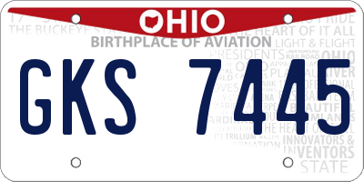 OH license plate GKS7445