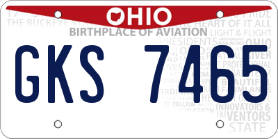 OH license plate GKS7465