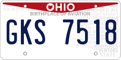 OH license plate GKS7518