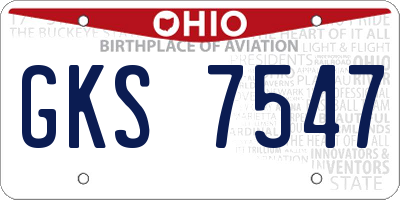 OH license plate GKS7547