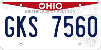 OH license plate GKS7560