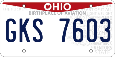 OH license plate GKS7603