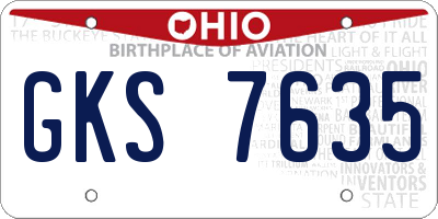 OH license plate GKS7635
