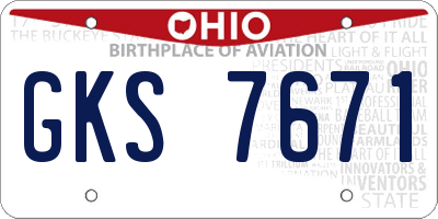 OH license plate GKS7671