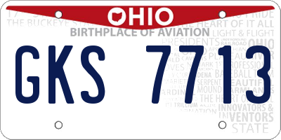 OH license plate GKS7713