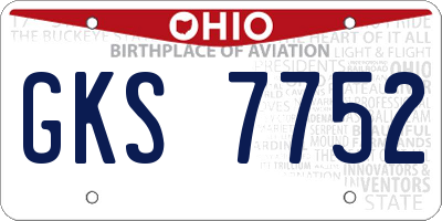 OH license plate GKS7752