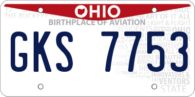 OH license plate GKS7753