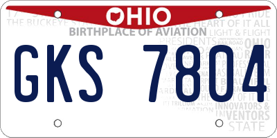 OH license plate GKS7804