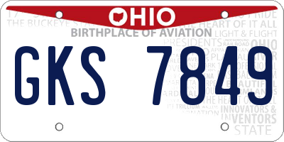 OH license plate GKS7849