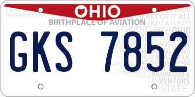 OH license plate GKS7852