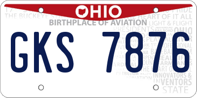 OH license plate GKS7876