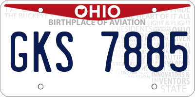 OH license plate GKS7885