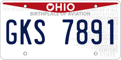 OH license plate GKS7891