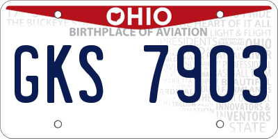 OH license plate GKS7903