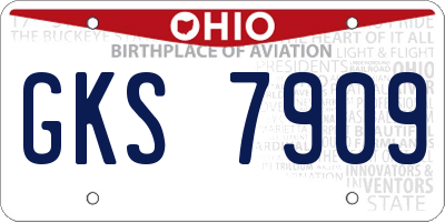 OH license plate GKS7909