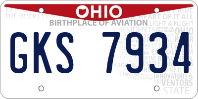 OH license plate GKS7934
