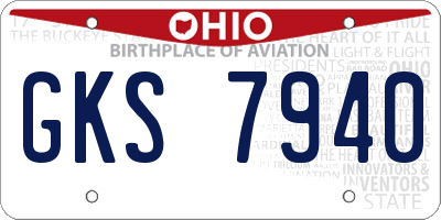 OH license plate GKS7940